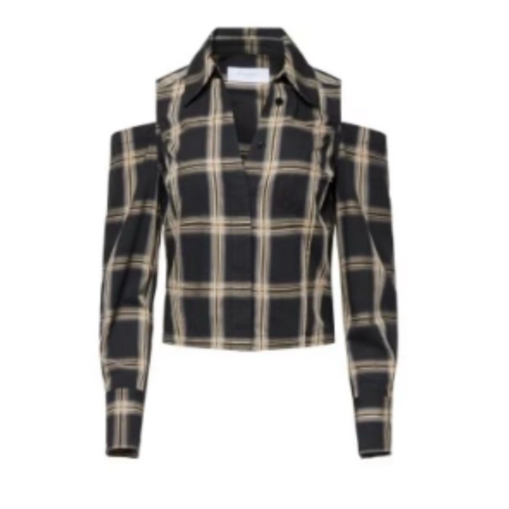 Equipment Femme Miles Cold Shoulder Long Sleeve Plaid Shirt Size 2 NEW MSRP $275